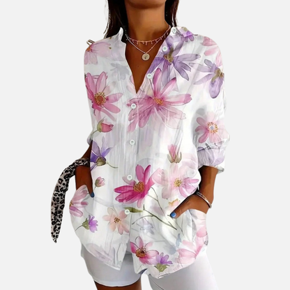 Women's Floral Button-Down Blouse