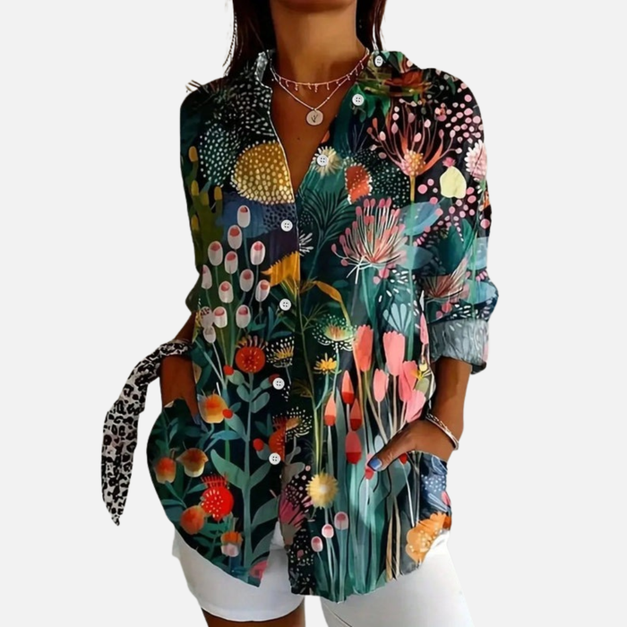 Women's Floral Button-Down Blouse