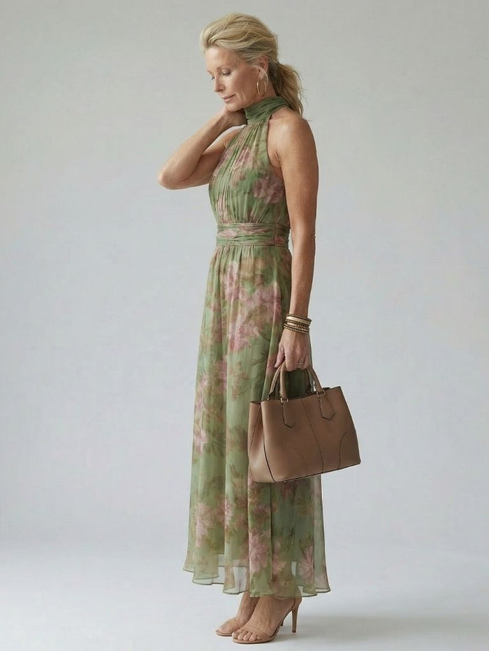 Mirelle Midi Dress | Floral Pattern, Sleeveless Halter Neckline 2
