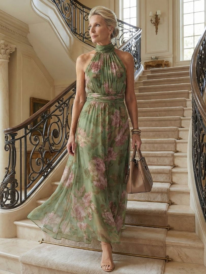 Mirelle Midi Dress | Floral Pattern, Sleeveless Halter Neckline 5