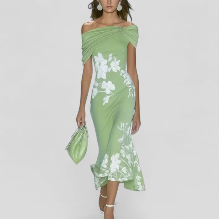 Women's Floral Off-Shoulder Midi Dress 0