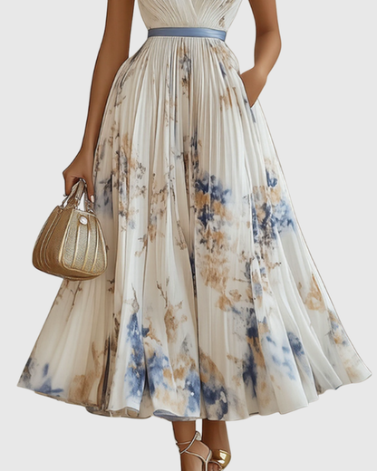 Women's V-Neck A-Line Midi Dress 2