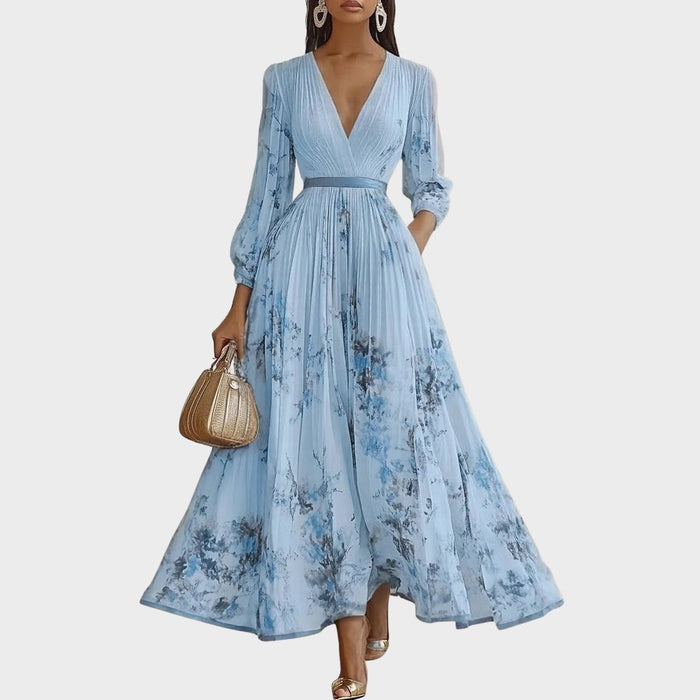 Women's V-Neck A-Line Midi Dress 3