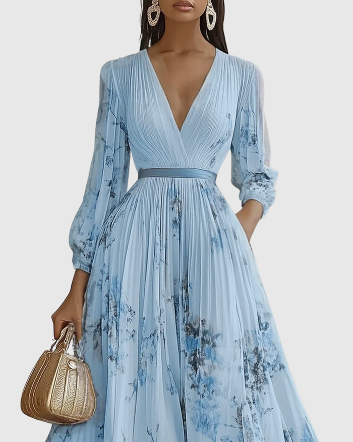 Women's V-Neck A-Line Midi Dress 4