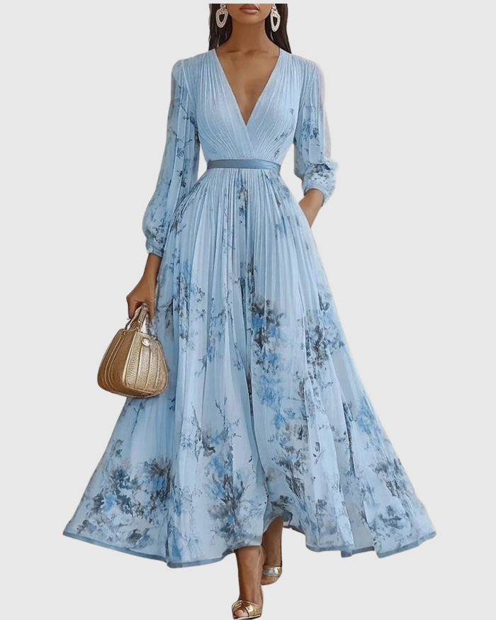 Women's V-Neck A-Line Midi Dress 5