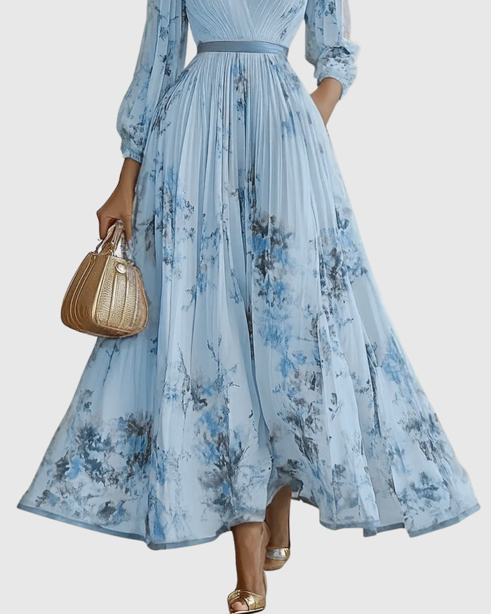 Women's V-Neck A-Line Midi Dress 6