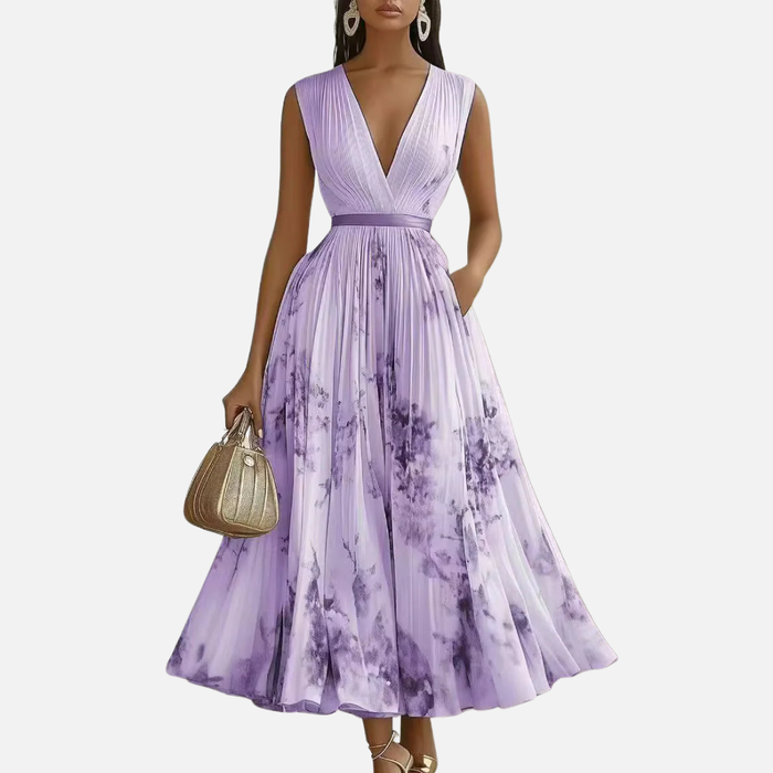 Women's Floral Pleated Midi Dress