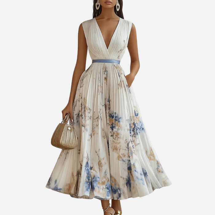 Women's Floral Pleated Midi Dress