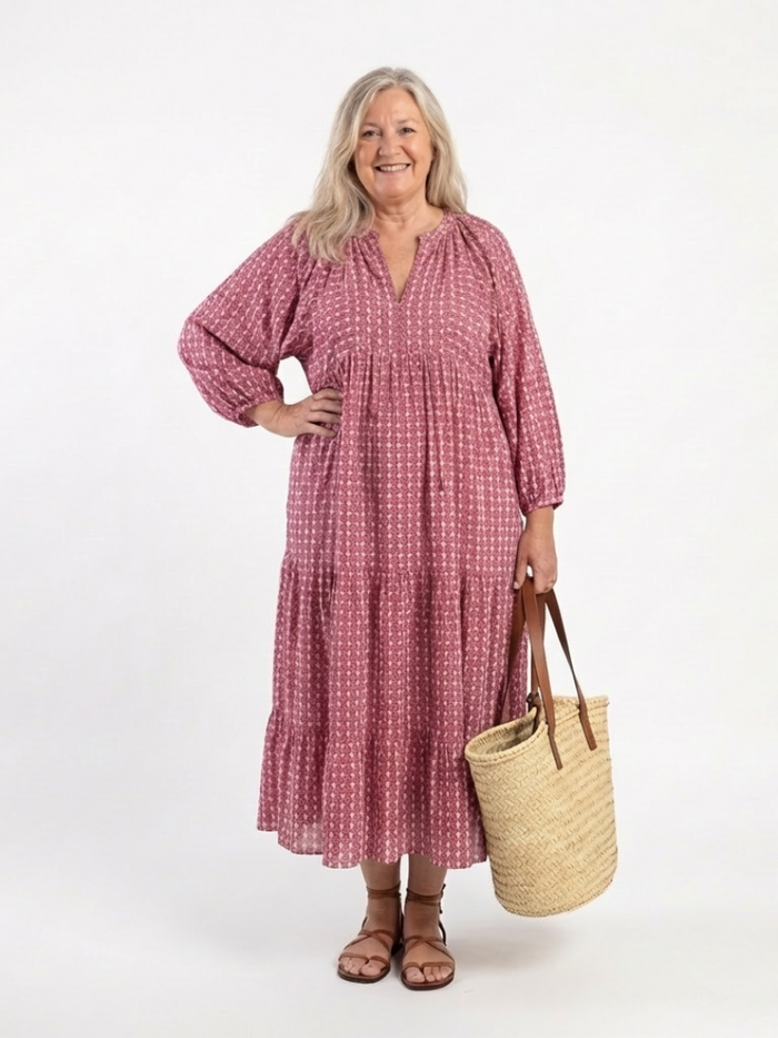 Arlette Midi Dress | Geometric Print, Long Sleeve 3