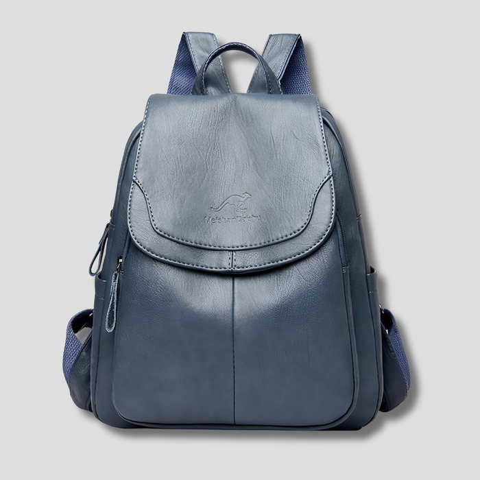 Nora Leather Backpack | Women's Anti-Theft, Embossed Detail 1