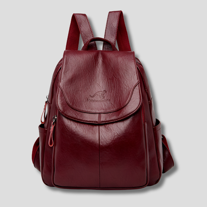 Nora Leather Backpack | Women's Anti-Theft, Embossed Detail 4