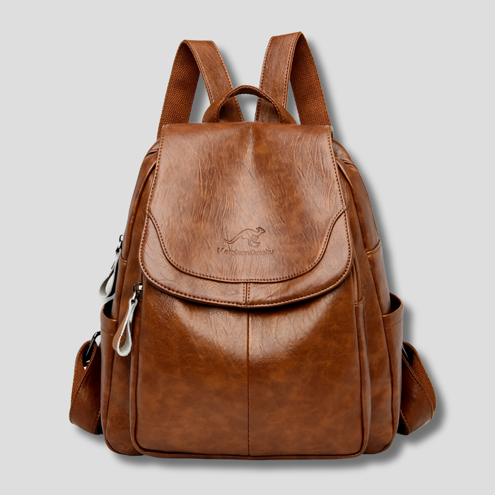 Nora Leather Backpack | Women's Anti-Theft, Embossed Detail 5