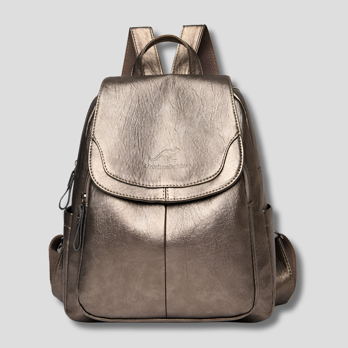 Nora Leather Backpack | Women's Anti-Theft, Embossed Detail 7