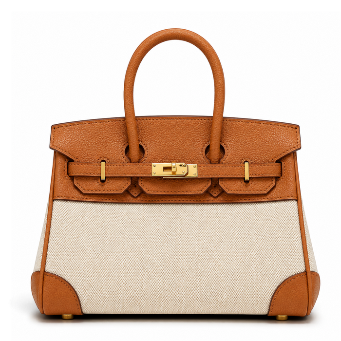 Women's Leather Weekend Bag with Spill-Resistant Canvas
