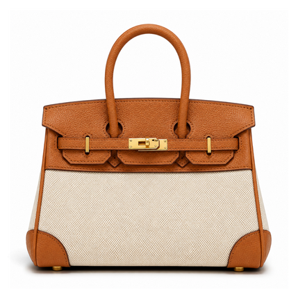 Women's Leather Weekend Bag with Spill-Resistant Canvas