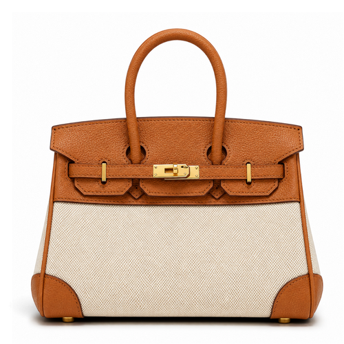 Women's Leather Weekend Bag with Spill-Resistant Canvas