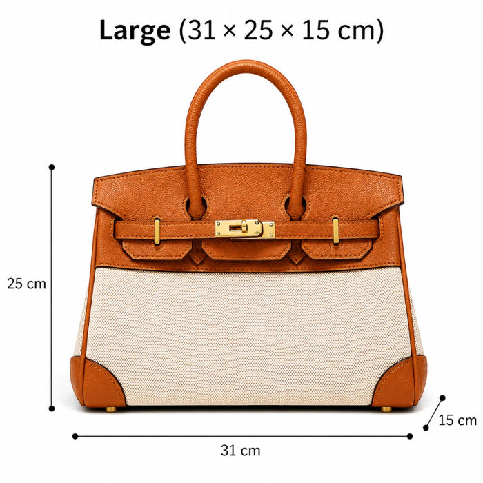 Women's Leather Weekend Bag with Spill-Resistant Canvas