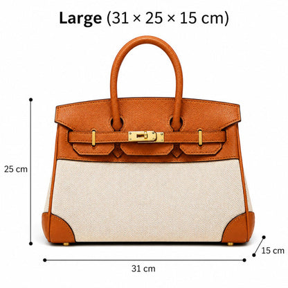 Women's Leather Weekend Bag with Spill-Resistant Canvas