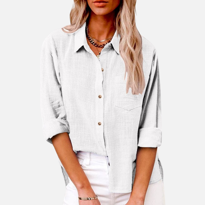 Women's Linen Button Down Shirt Long Sleeve