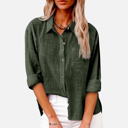 Women's Linen Button Down Shirt Long Sleeve