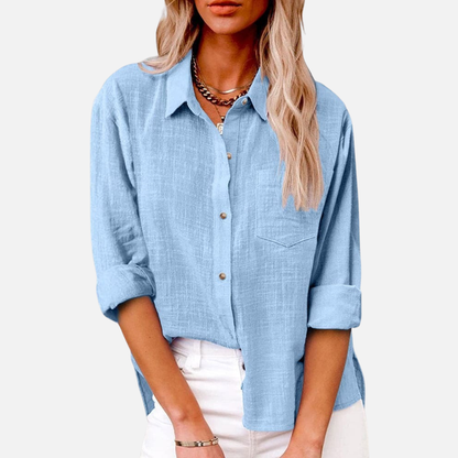 Women's Linen Button Down Shirt Long Sleeve