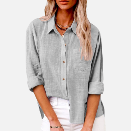 Women's Linen Button Down Shirt Long Sleeve