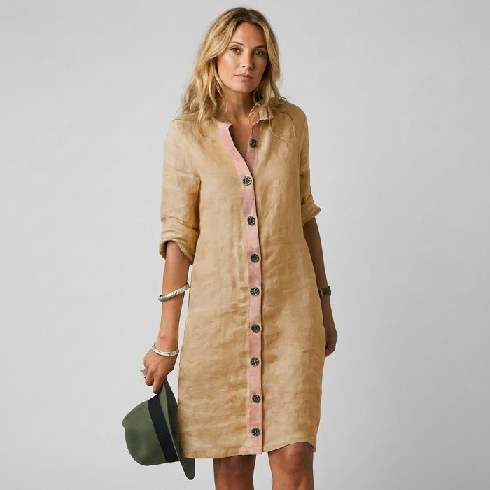 Niki Women's Dress | Lightweight Linen, Button-Front Summer Style 1