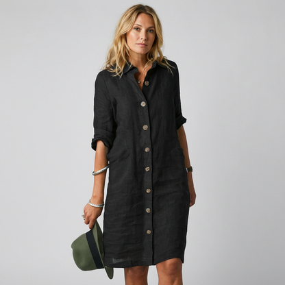 Niki Women's Dress | Lightweight Linen, Button-Front Summer Style 2