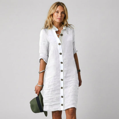 Niki Women's Dress | Lightweight Linen, Button-Front Summer Style 3
