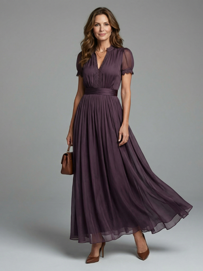 Elysia White Maxi Dress | Lightweight, Gathered Waist, Keyhole Neckline 0