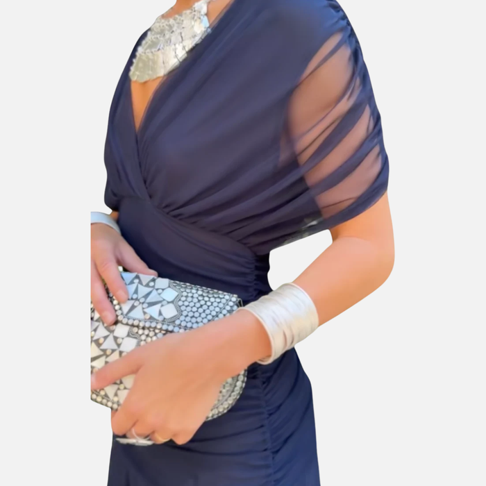 Women's Off Shoulder Chiffon Maxi Dress Draped