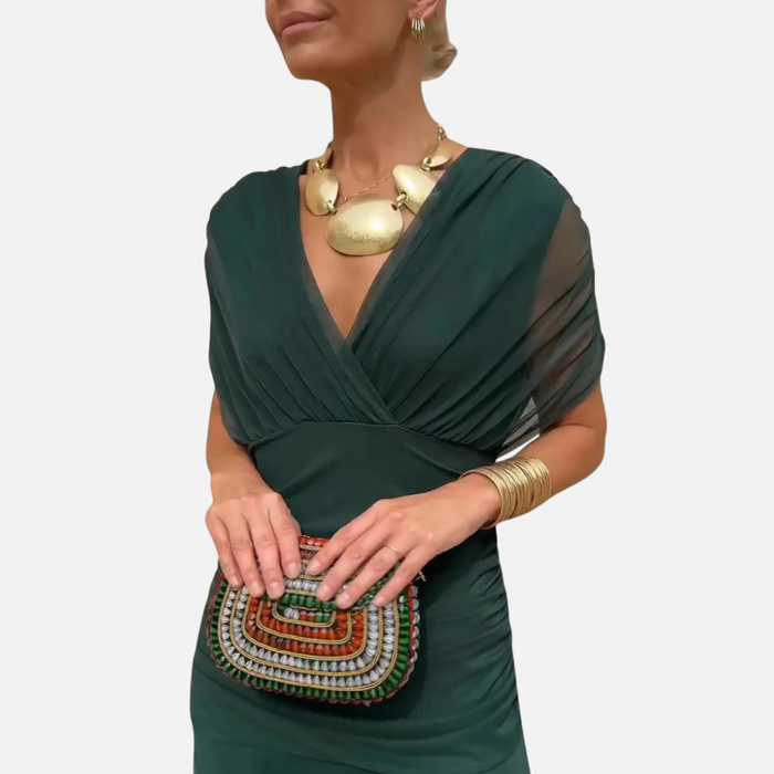 Women's Off Shoulder Chiffon Maxi Dress Draped