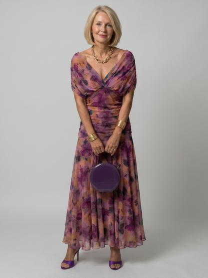 Calen Midi Dress | Off Shoulder, Draped Neckline 0