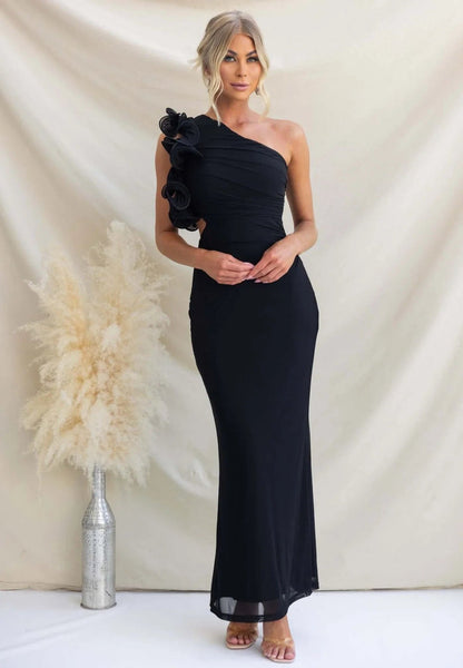 Wedding Guest One-Shoulder Maxi Dress with Ruffles for Women 7