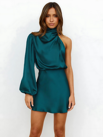 Mini Evening Dress with Asymmetrical Neckline - Exclusive Evening Dresses for Celebrations and Elegant Events 5