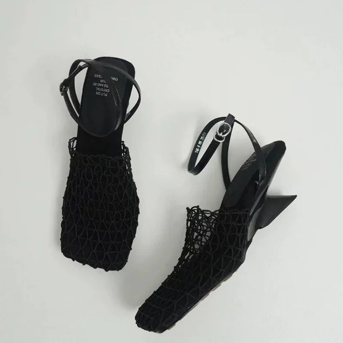 Fiora Mesh Weave Heels | Sculpted Square Toe, Braided Mesh Wrap 2