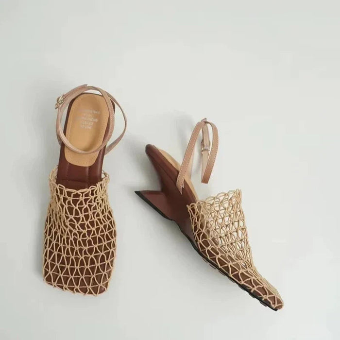 Fiora Mesh Weave Heels | Sculpted Square Toe, Braided Mesh Wrap 3