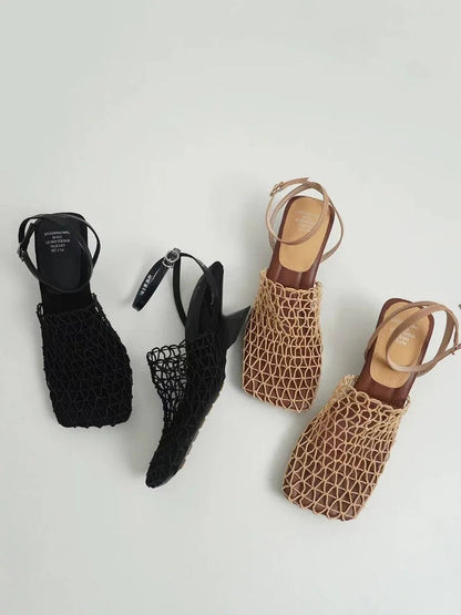 Fiora Mesh Weave Heels | Sculpted Square Toe, Braided Mesh Wrap 5