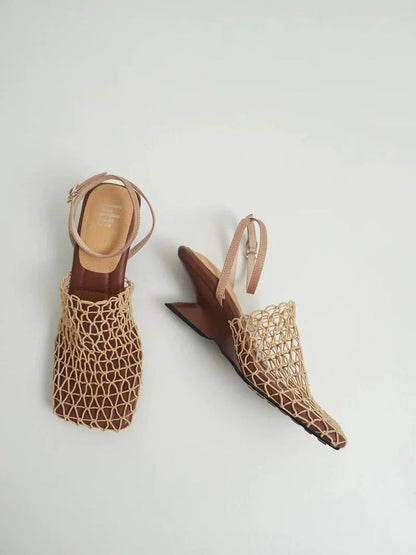 Fiora Mesh Weave Heels | Sculpted Square Toe, Braided Mesh Wrap 7