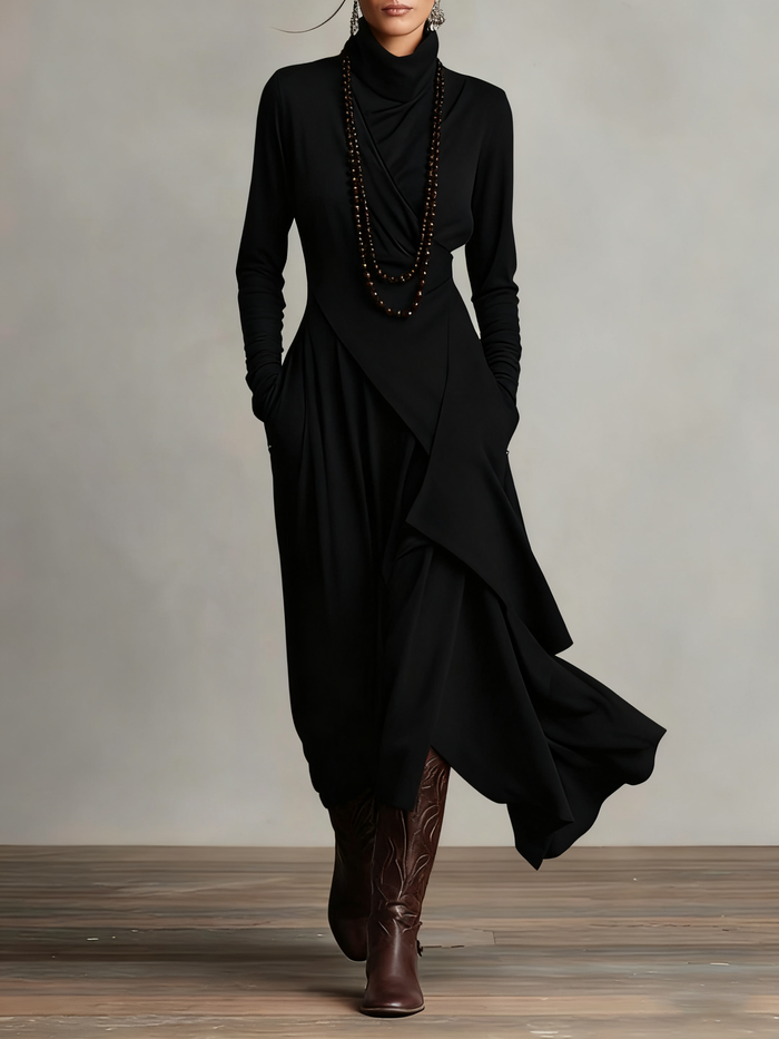 Kara Pleated Maxi Dress | Soft Breathable Fabric, High Neckline, Plus Size Available 3