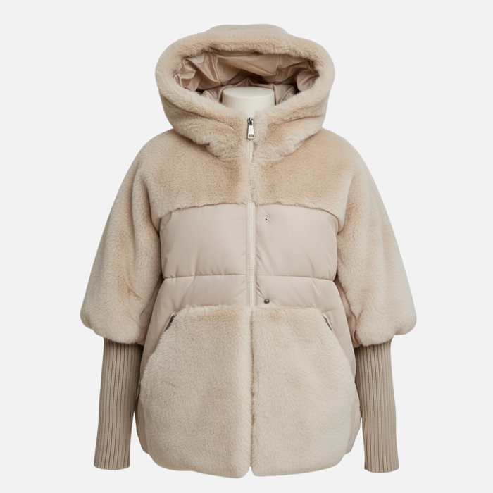 Women’s Puffer Jacket – Plush Hooded Winter Coat