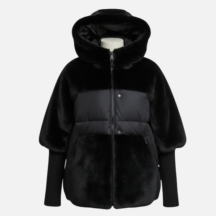 Women’s Puffer Jacket – Plush Hooded Winter Coat