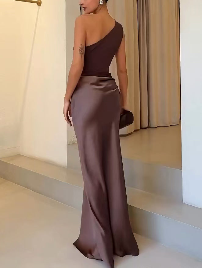 Anita | Women's Satin One Shoulder Maxi Dress – Wedding Guest Gown 6
