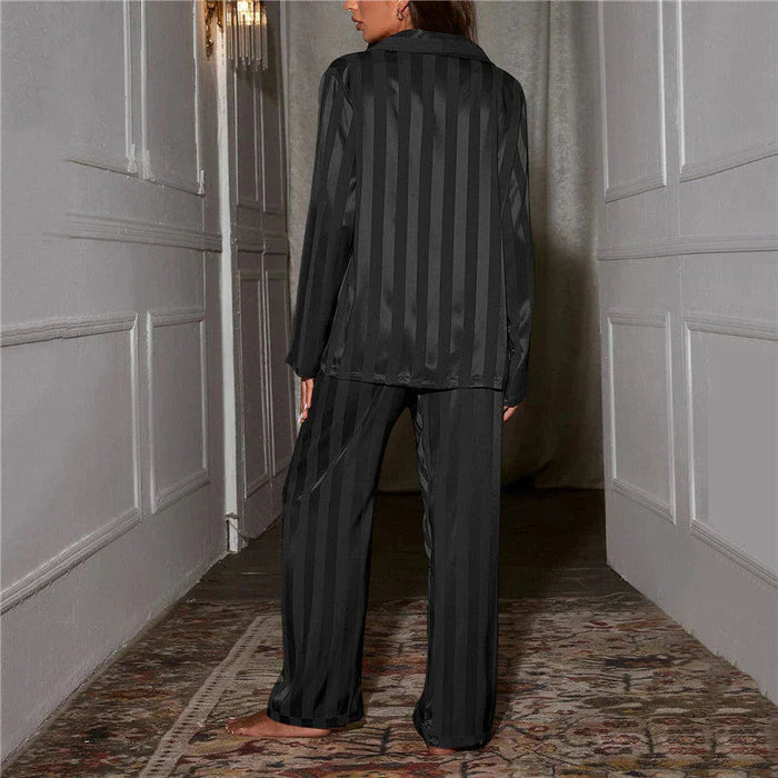 Elysia Loungewear Set | Satin Striped Women's Lounge Set 5