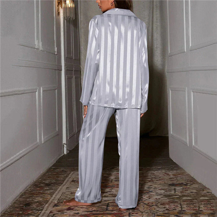 Elysia Loungewear Set | Satin Striped Women's Lounge Set 7