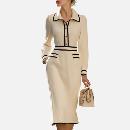 Women's Smart Contrast Sheath Midi Dress