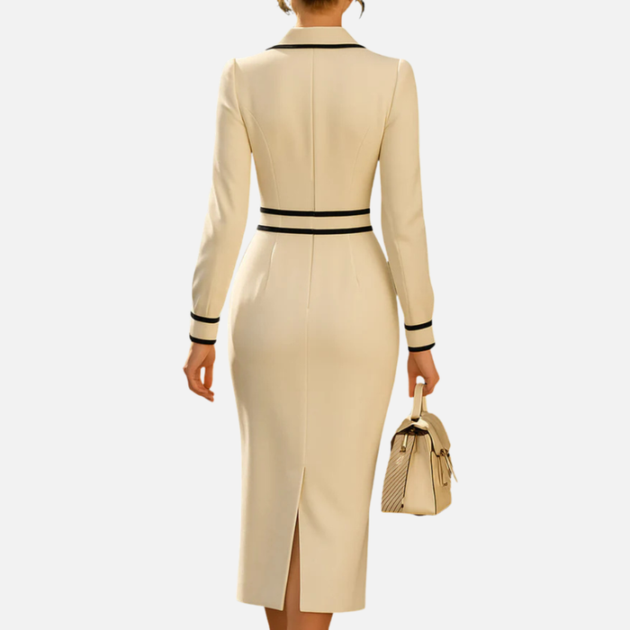 Women's Smart Contrast Sheath Midi Dress