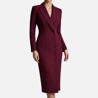 Women's Smart Lapel Midi Blazer Dress