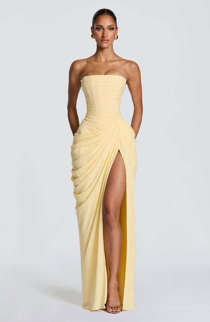 Strapless Maxi Dress with Ruched Waist for Women 0