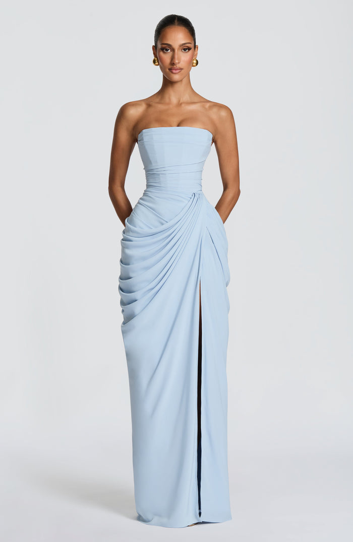 Strapless Maxi Dress with Ruched Waist for Women 1